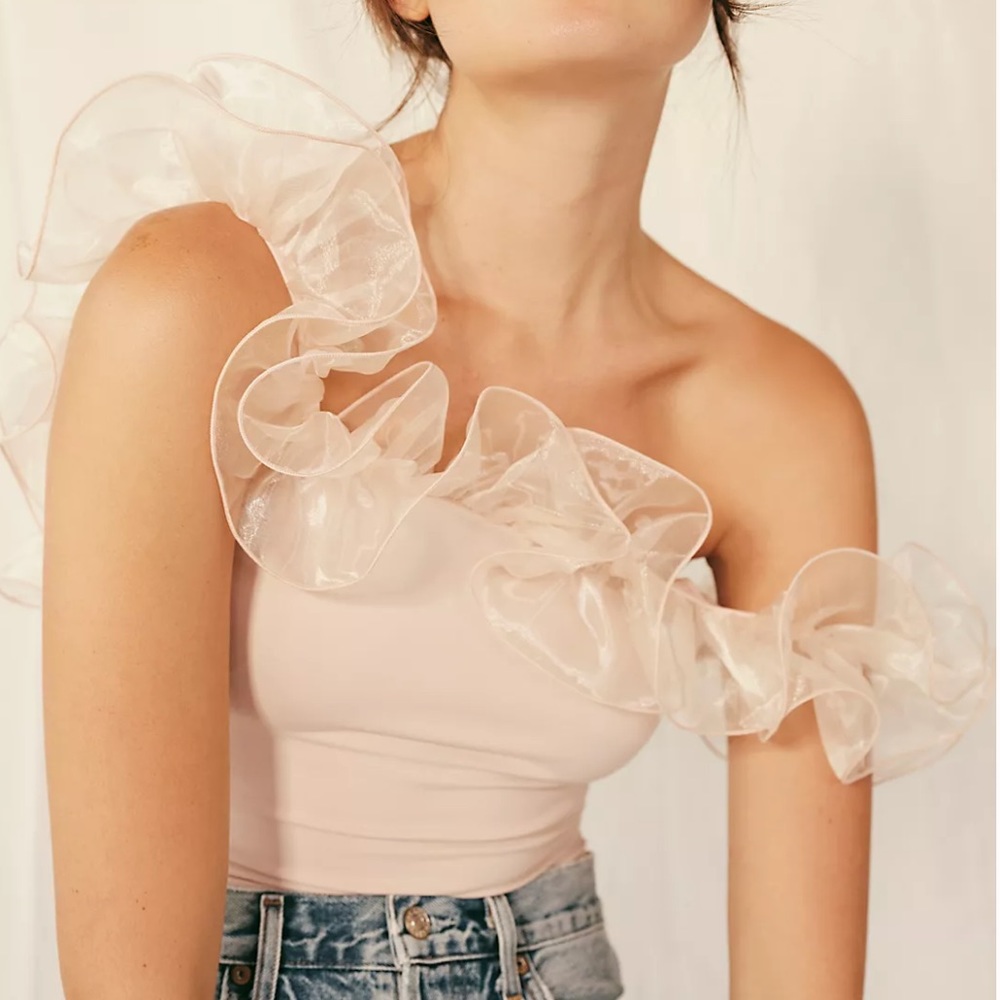 Free People pink tulle bodysuit